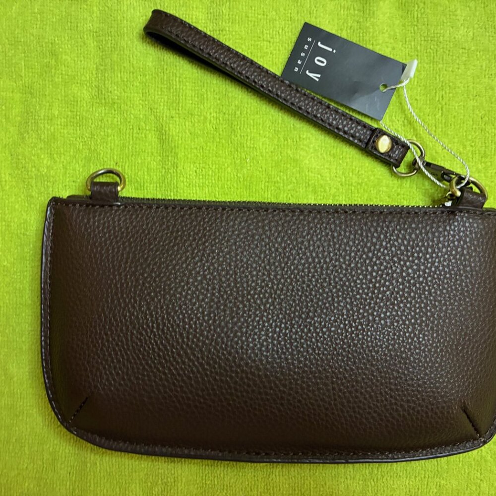 Joy Susan Crossbody Wristlet Clutch, Removable Straps, Dark Brown, Vegan - Picture 2 of 3
